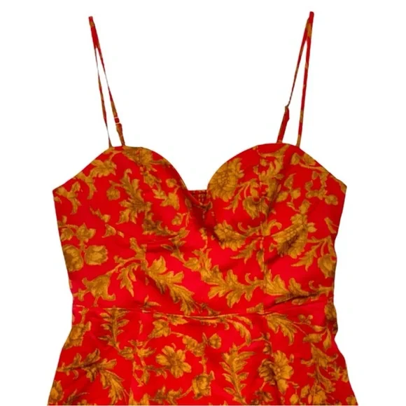 Red and Gold Floral Dress - Picture 3 of 7